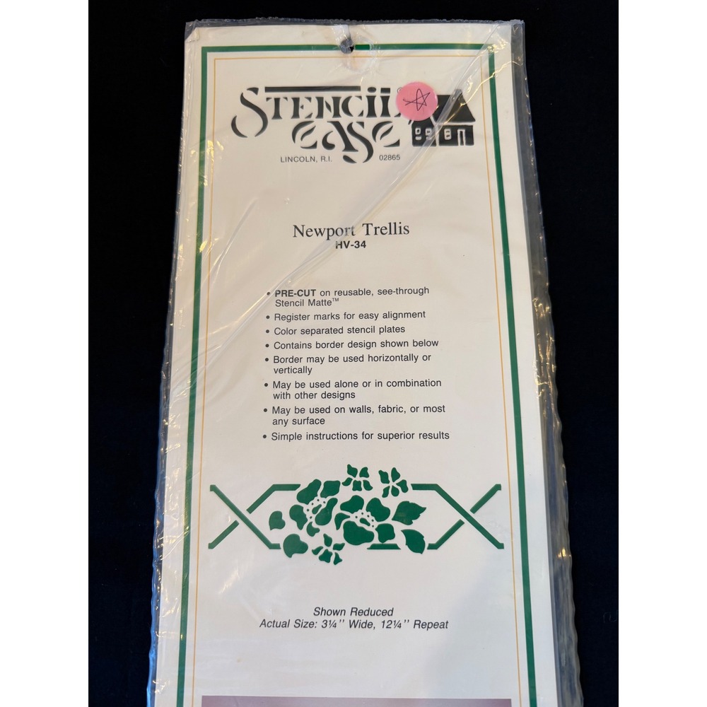 Stencil‎ Ease Newport Trellis HV-34 Reusable Wall Border Floral Design NEW